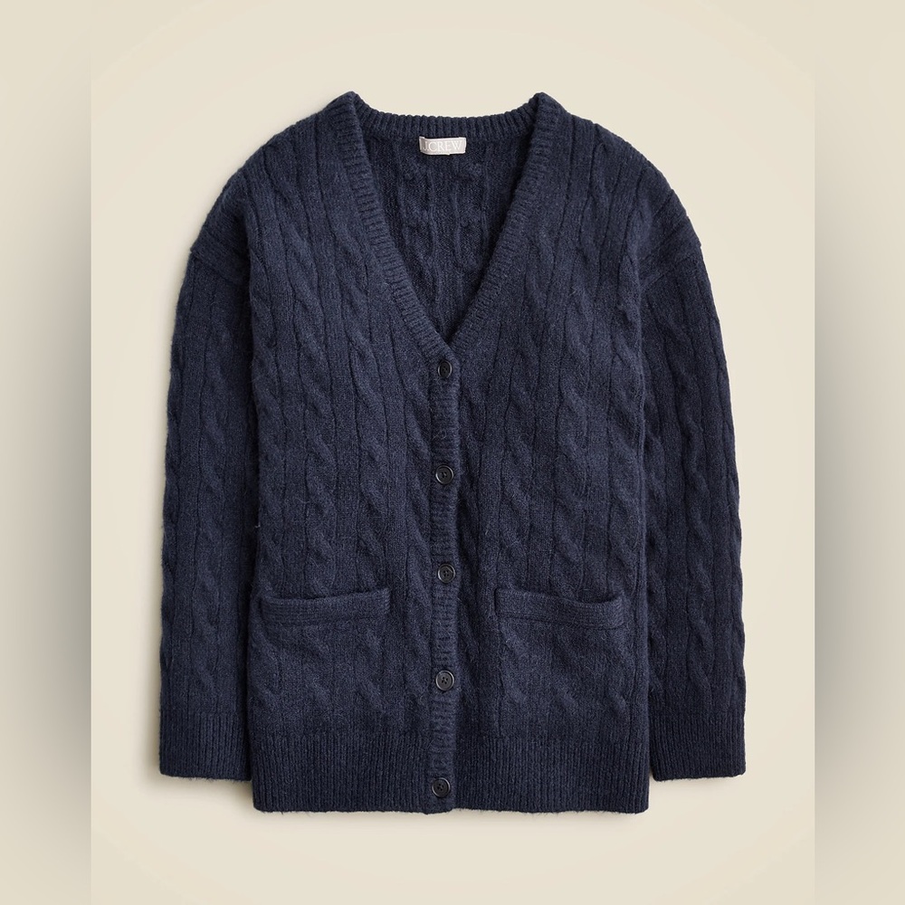 J.Crew Relaxed cable-knit cardigan sweater CB936 size Medium/Large